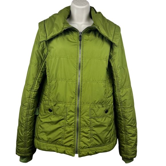 Title Nine Puffer Jacket Full Zip Pockets Green Women's Medium Outdoor Active - Picture 1 of 13